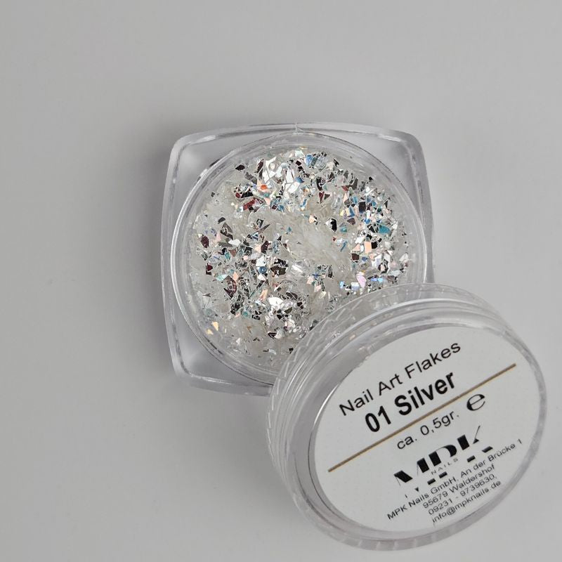 Nail Art Flakes mit Farbwechsel 01) Silver