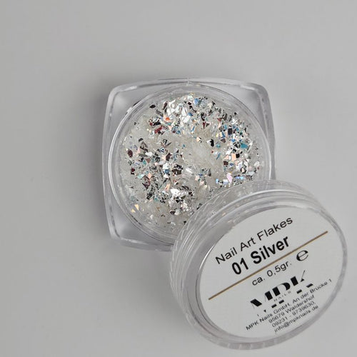 Bild 1 in Galerieansicht laden. Nail Art Flakes mit Farbwechsel 01) Silver