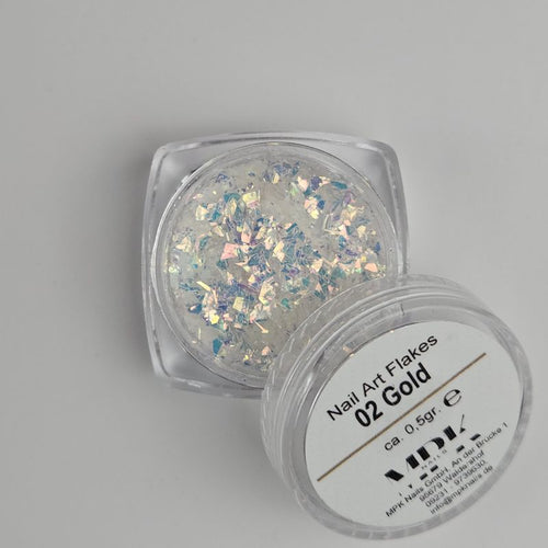 Bild 1 in Galerieansicht laden. Nail Art Flakes mit Farbwechsel 02) Gold