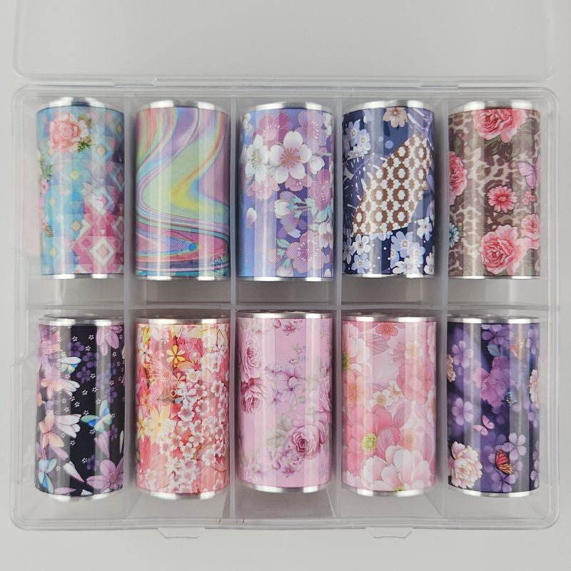 10x Nailart Transfer Folie in Box #9-07